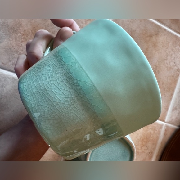 🌼Anthropologie Set of 2 Teal Ceramic mugs🌼 Like New. Never used🌼 - Picture 10 of 14